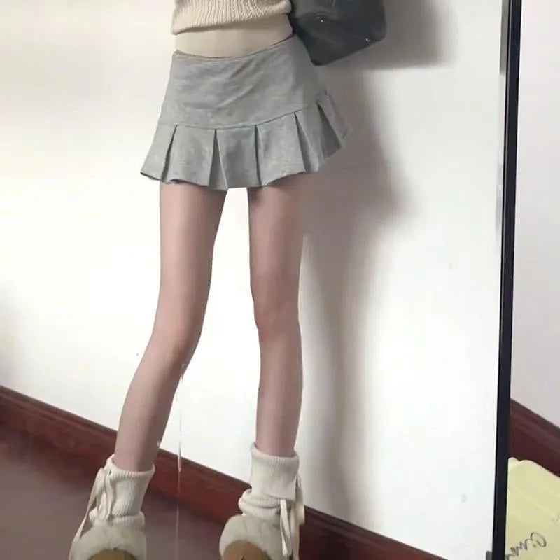 ◽️ Low Waist MIni Skirt / bt657grwtbl / gray , white . black / one size