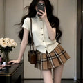 ◽️ Autumn Check Pattern Set up / su578ckb / check pattern beige / one size