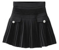 ◽️ Pleated Mini Skirt / bt589wtbl / white , black / one size