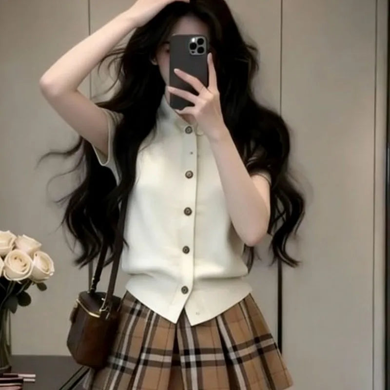 ◽️ Autumn Check Pattern Set up / su578ckb / check pattern beige / one size