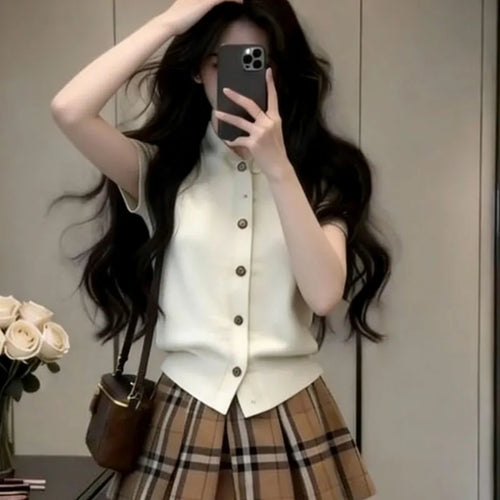 ◽️ Autumn Check Pattern Set up / su578ckb / check pattern beige / one size