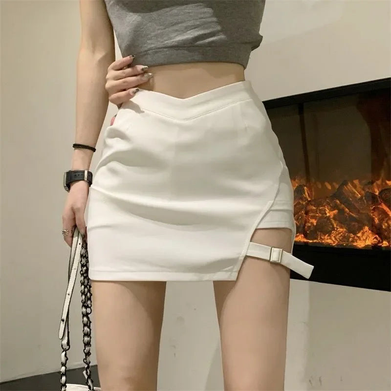 ◽️Side Strap Mini Skirt / bt657grwtbl / gray , white , black / s , m