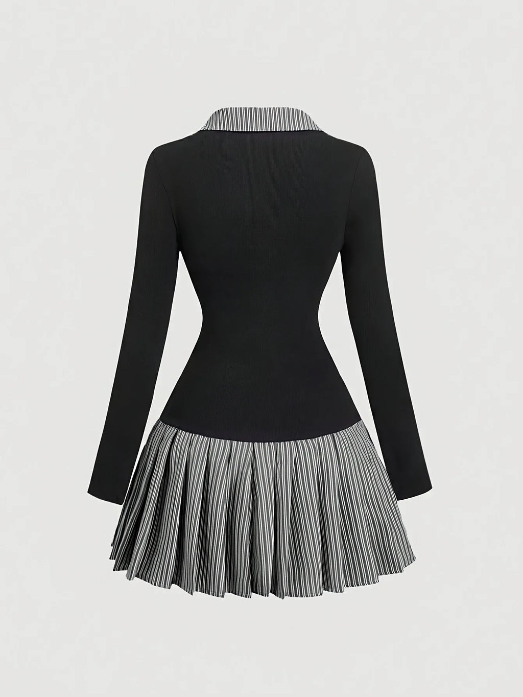 ◽️ Elegant College style Dress / dr857bl / black / one size