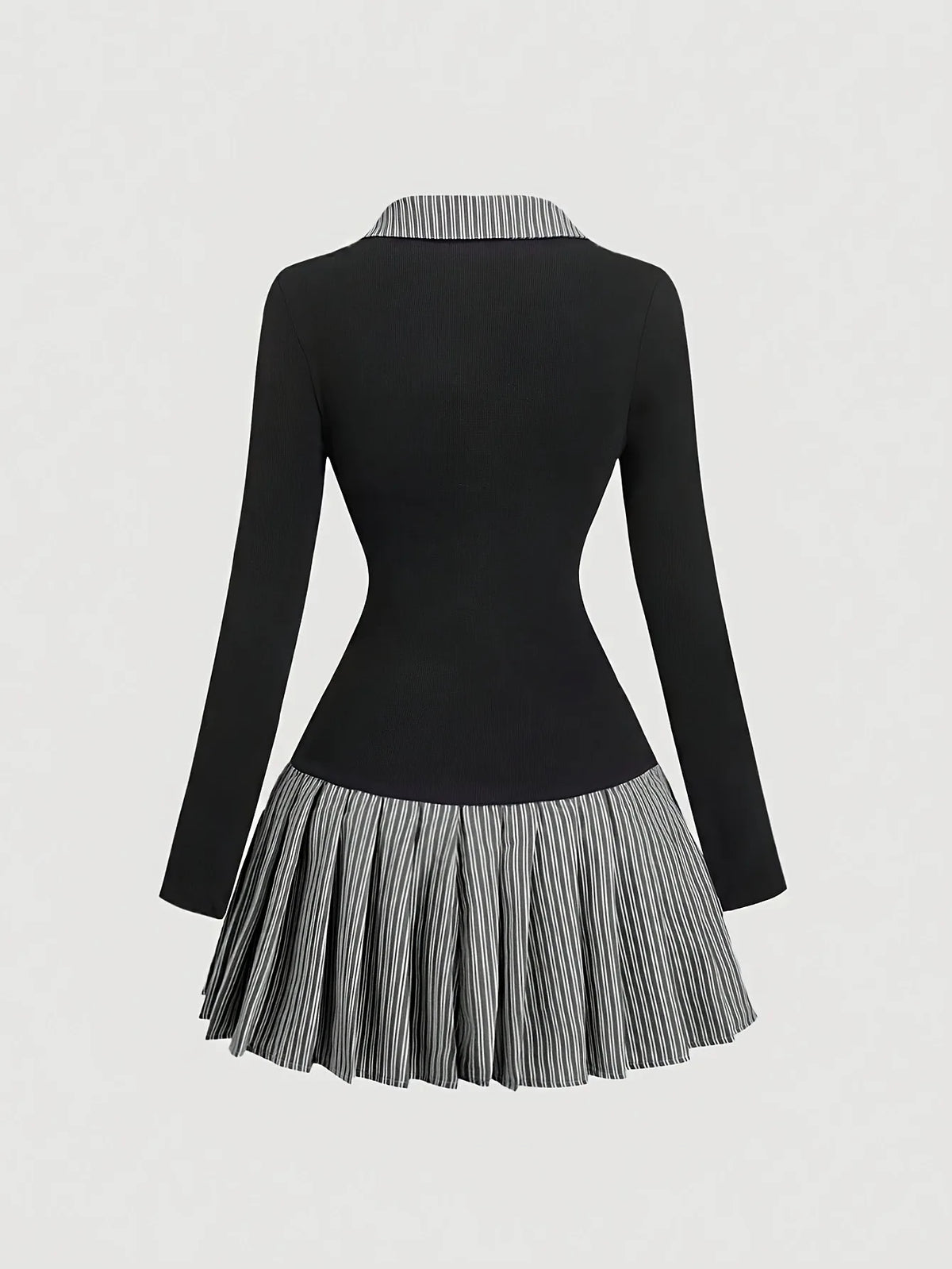 ◽️ Elegant College style Dress / dr857bl / black / one size